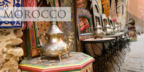 Morocco streetside with lamp in the foreground