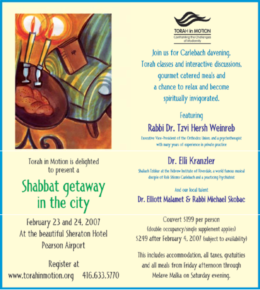 Shabbat Getaway in The City Torah In Motion